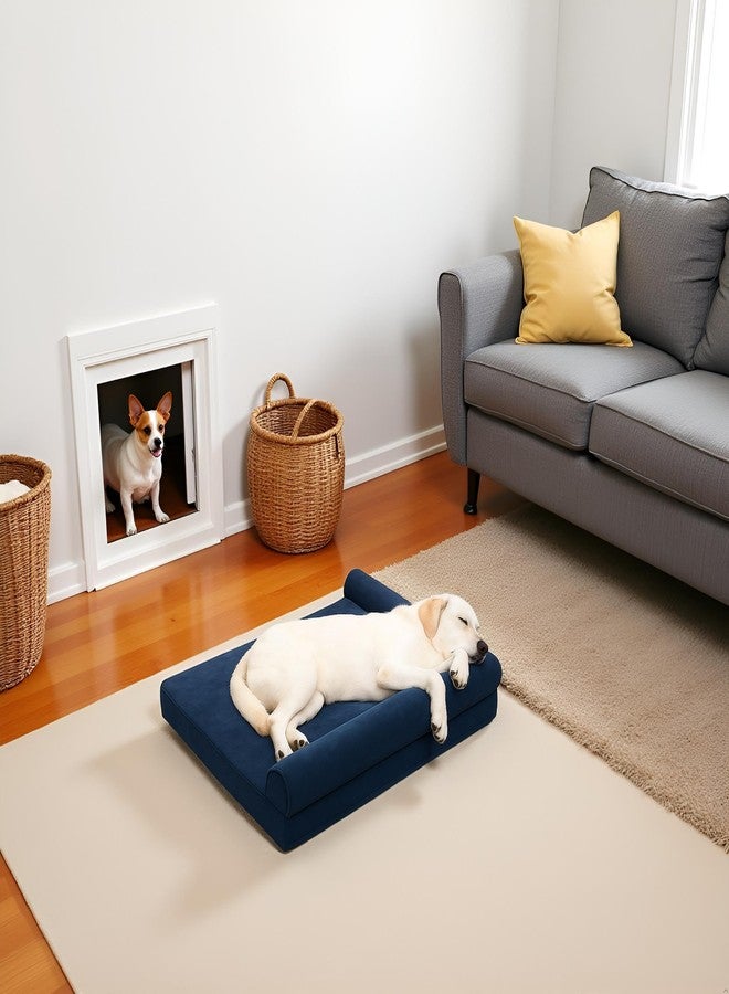 gorgeous Dog Bed Waterproof Base Dog Beds for Large Dogs Flannel Bolster Dog Couch Bed Foam Removable Washable Cover & Nonskid Bottom,(Blue, 47x29x4) - Image 2